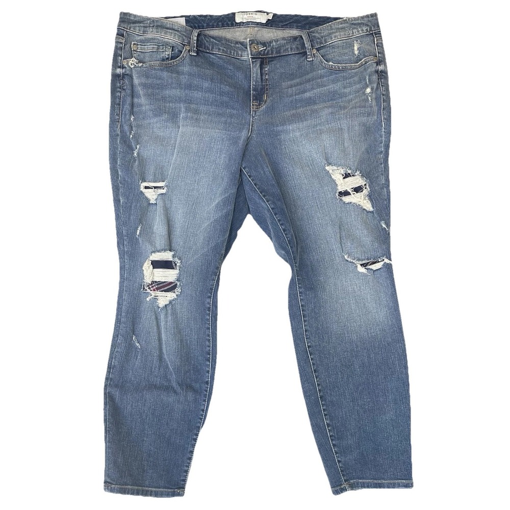 Torrid Jeans Womens Size 24R Blue Skinny Distressed Stretch Measures‎ 46x28.5